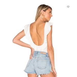 Free People white open back bodysuit